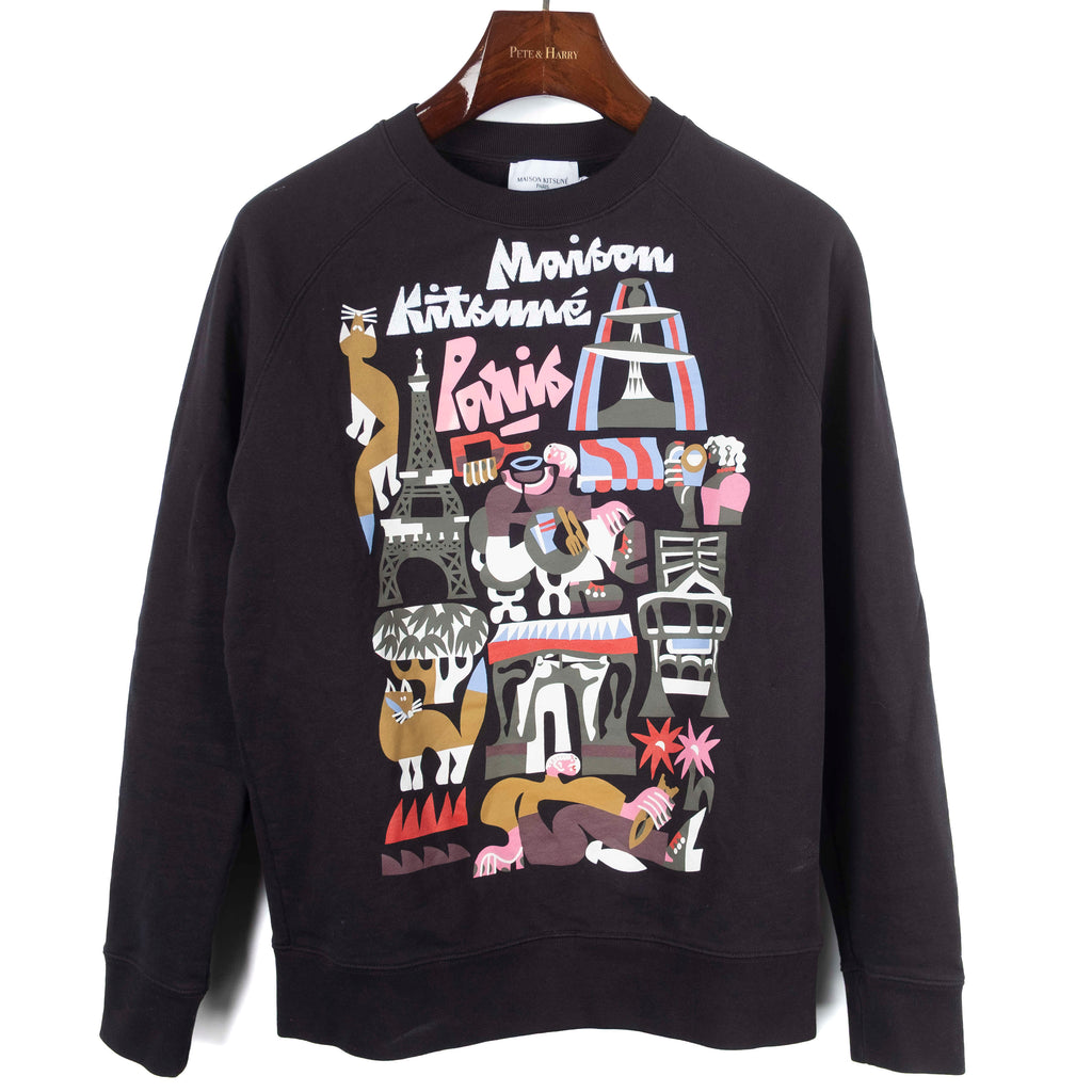 Black Printed Crewneck Sweater