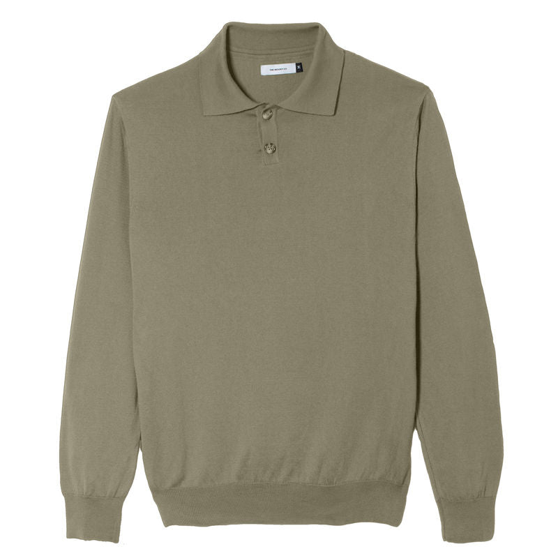 Long Sleeve Olive Knitted Polo