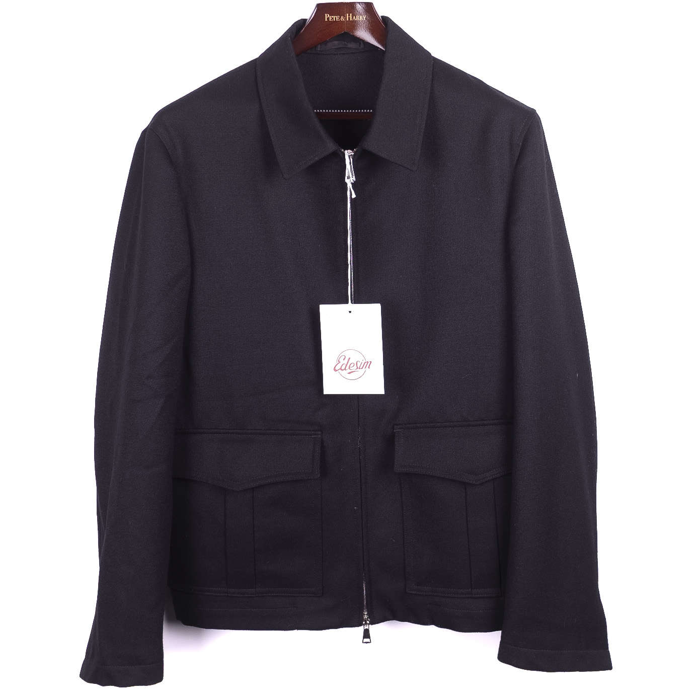 Neapolitan Hand Tailored Black Dugdale Wool Jacket Sz 52