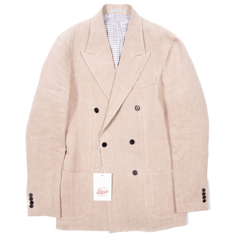 Neapolitan Hand Tailored Sunrise Capsule Collection Double Breasted Sand Sport Coat Sz 46