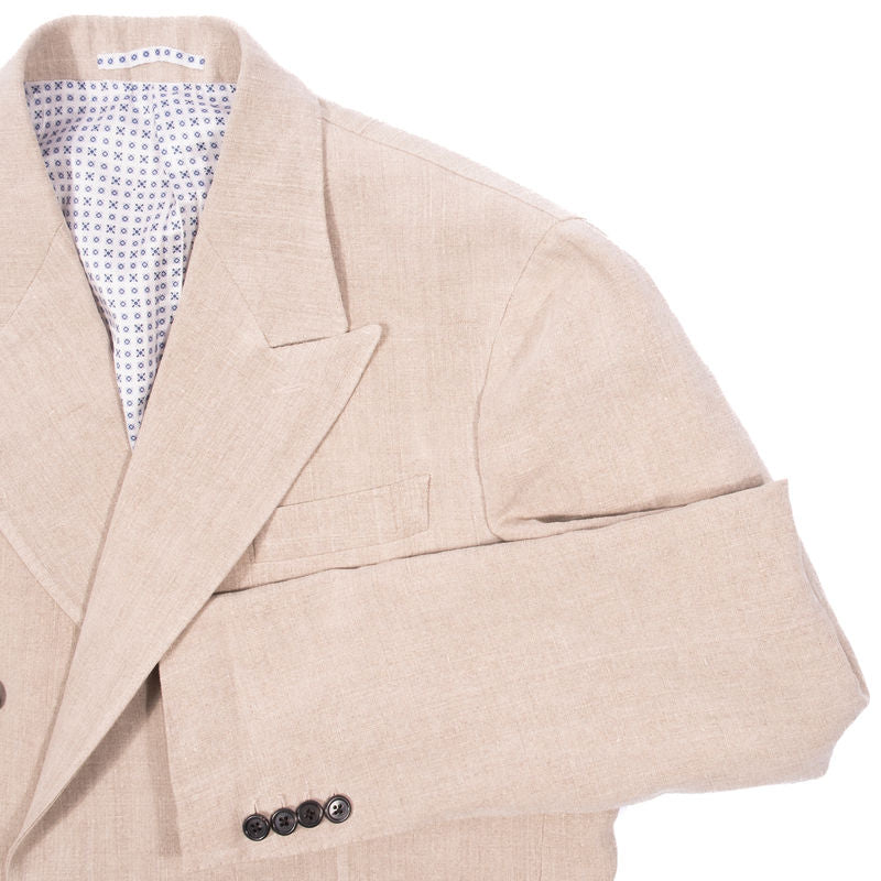 Neapolitan Hand Tailored Sunrise Capsule Collection Double Breasted Sand Sport Coat Sz 54