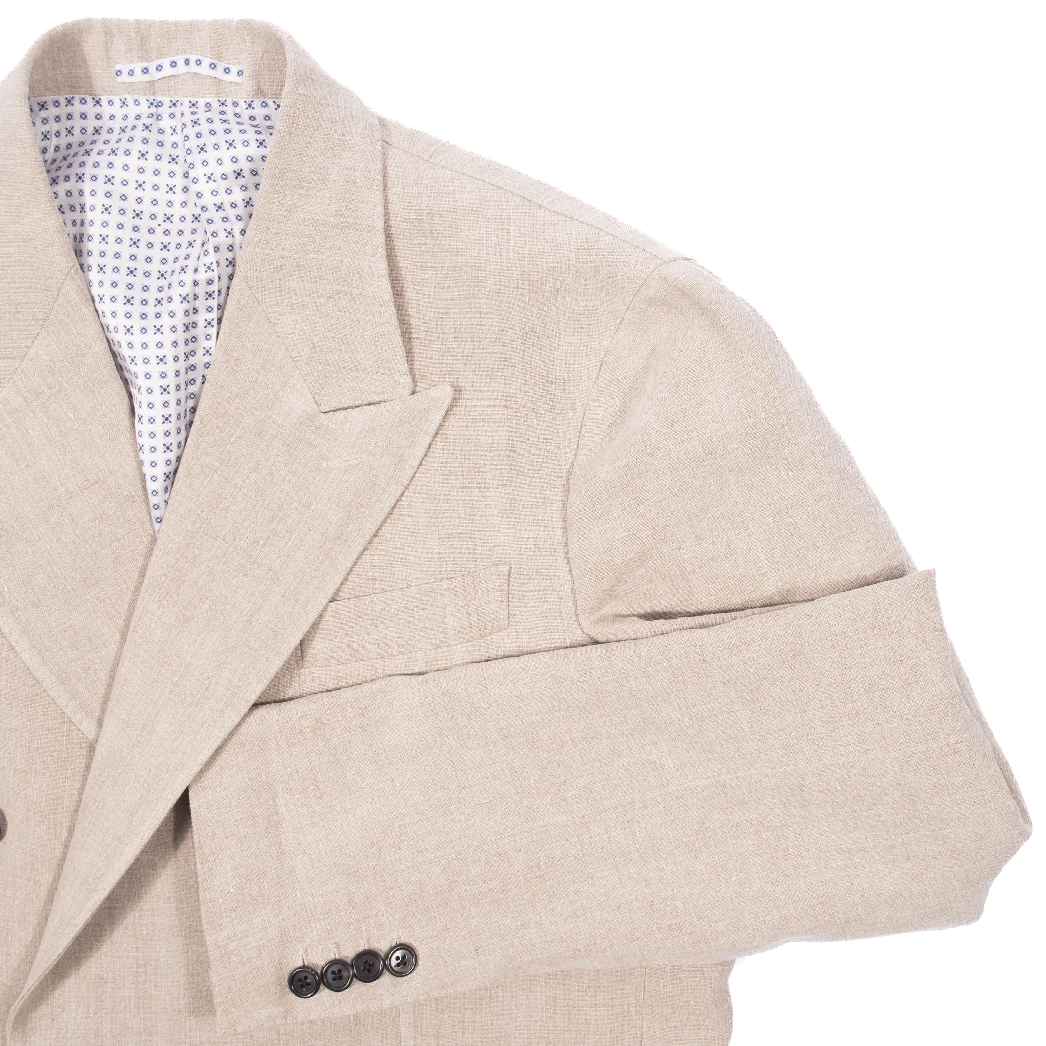 Neapolitan Hand Tailored Sunrise Capsule Collection Double Breasted Sand Sport Coat Sz 54
