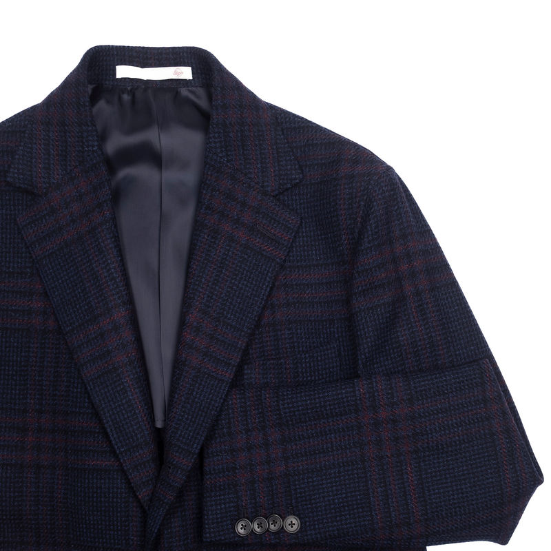 Neapolitan Hand Tailored Navy Check Coat