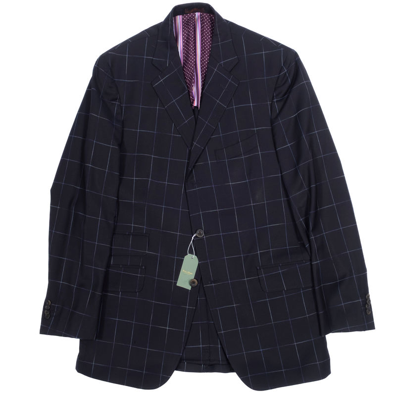 Etro Navy Windowpane Business Suit