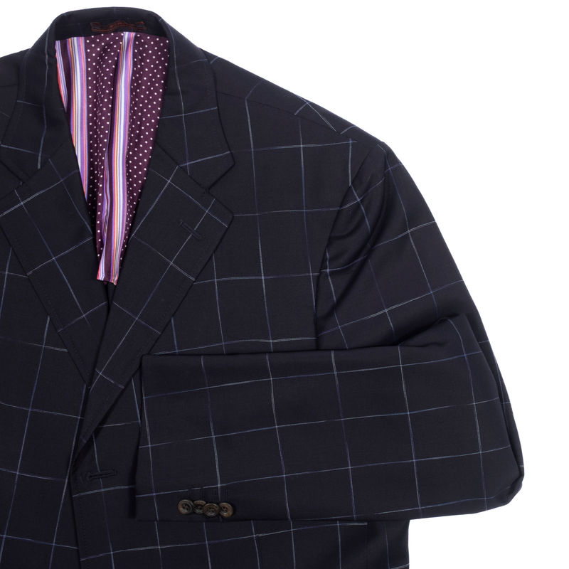 Etro Navy Windowpane Business Suit