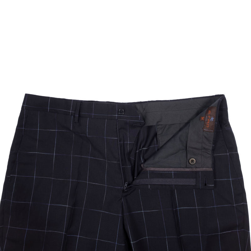 Etro Navy Windowpane Business Suit