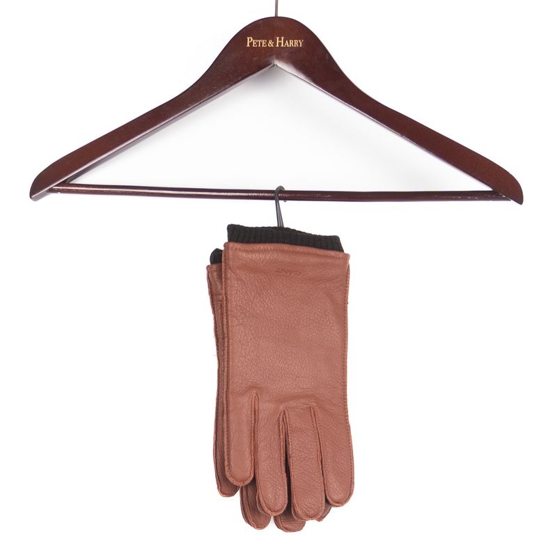 Wool Lined Brown Leather Gloves