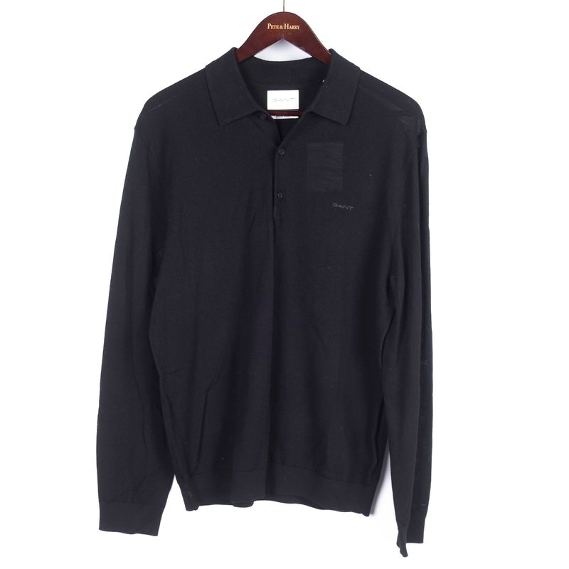 Extrafine Black Merino Polo