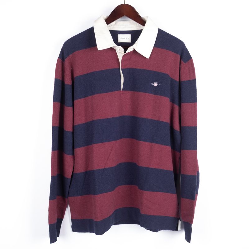 Lambswool Rugger Red and Blue Rugby Sweater