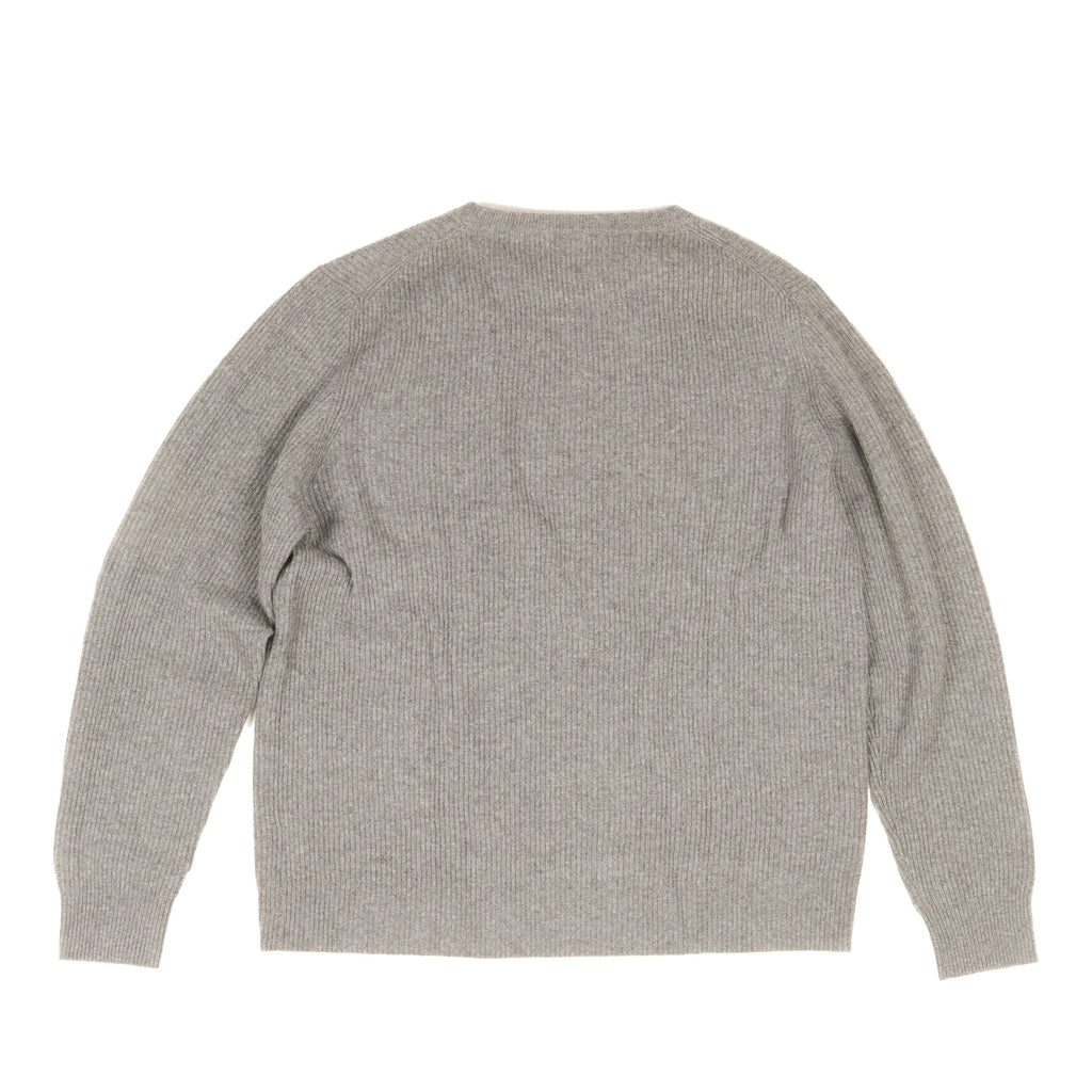 Soft Goat Cashmere Grey Ribbed O-neck Sz XXL (EU)