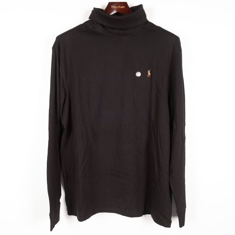 Black Polo  Pima Rollerneck