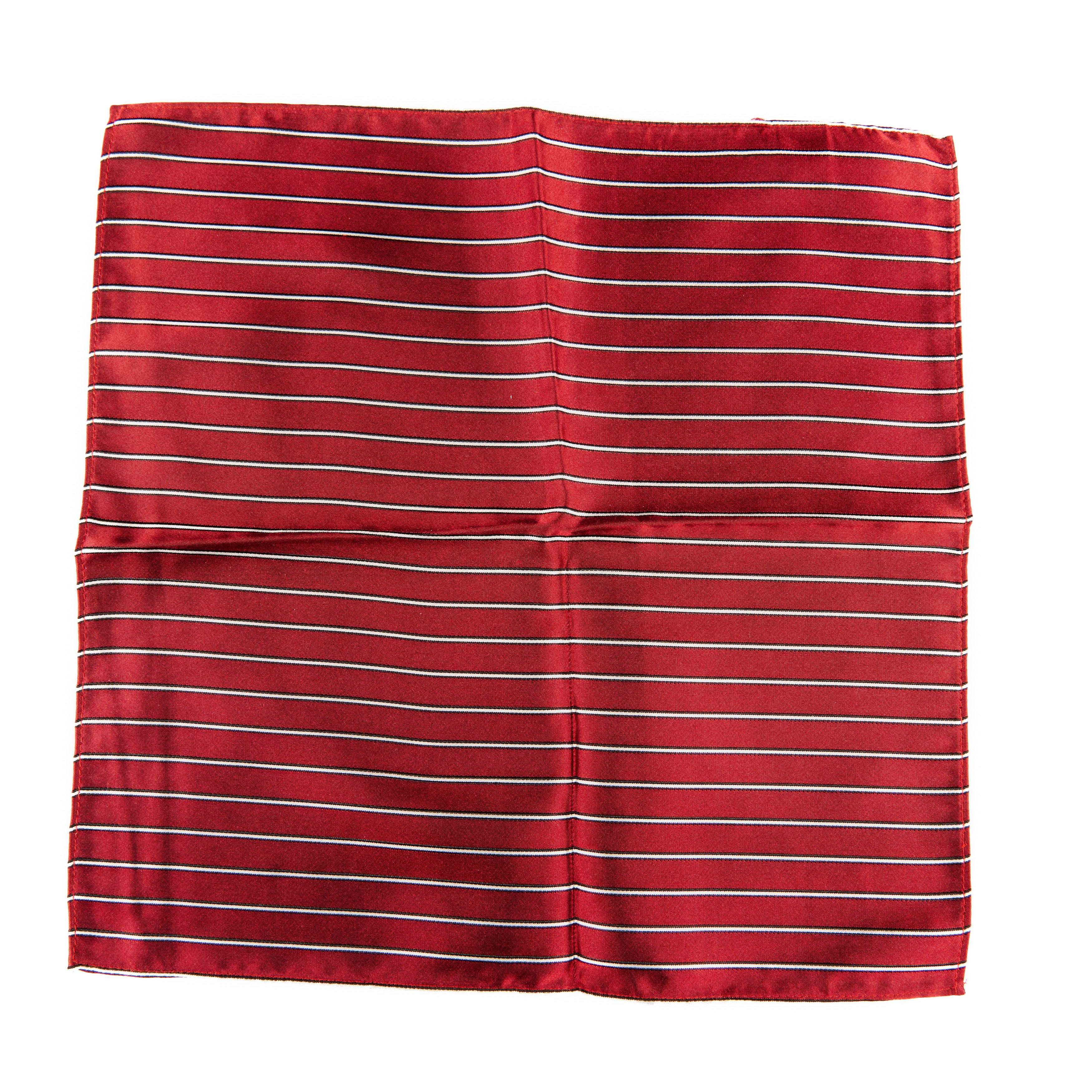 Italian Made Red and White Striped Pocket Square