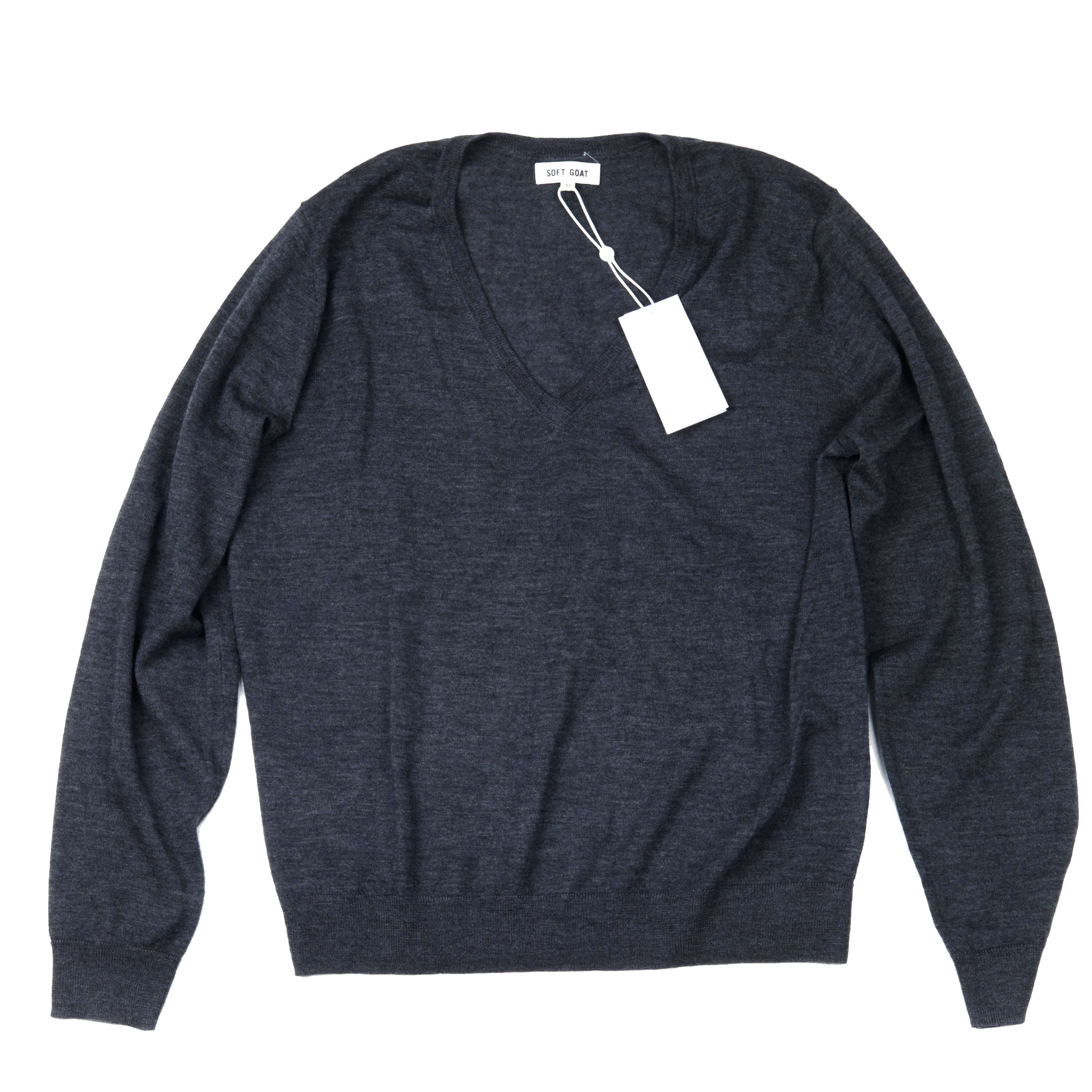 Soft Goat Flannel Fine knit V-neck Sz XXL (EU)