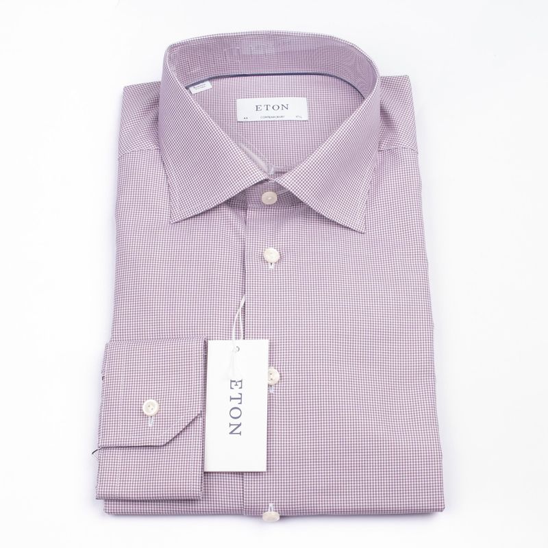 Burgundy Checked Business Shirt