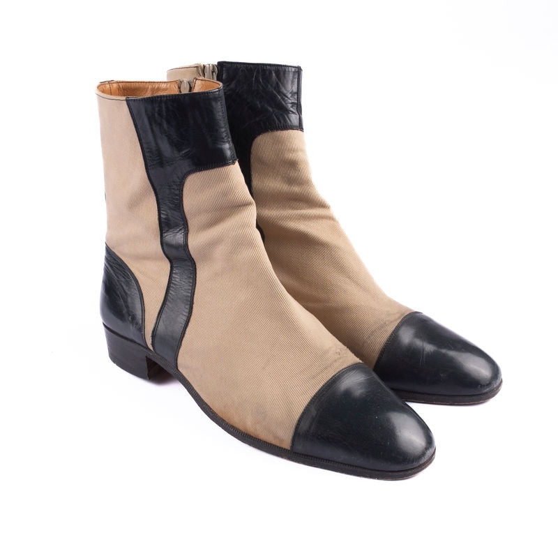 Navy and Beige Zip Boot