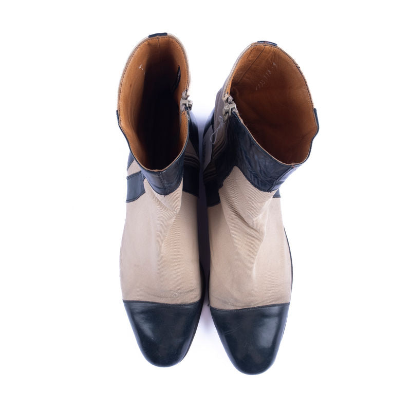 Navy and Beige Zip Boot