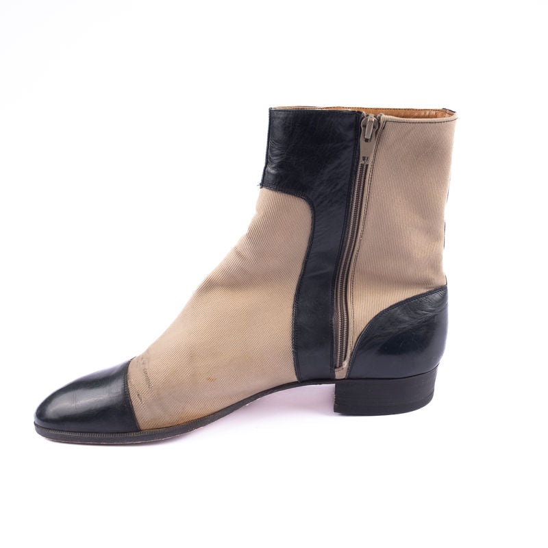 Navy and Beige Zip Boot