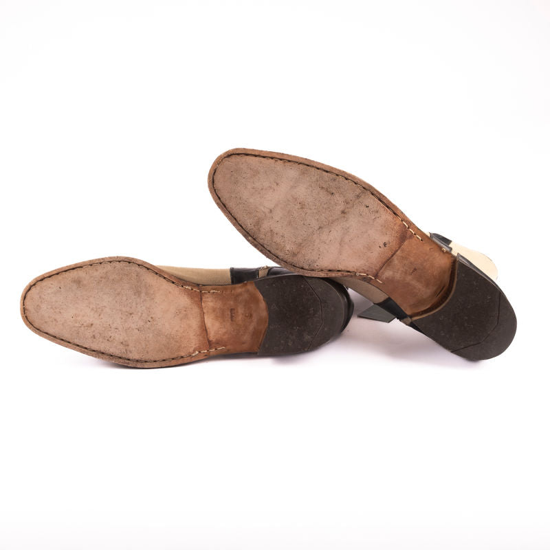 Navy and Beige Zip Boot