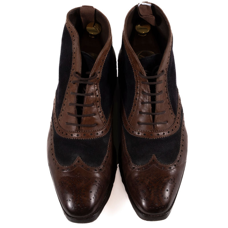 Carmina Navy and Brown Brogue Balmoral Boots