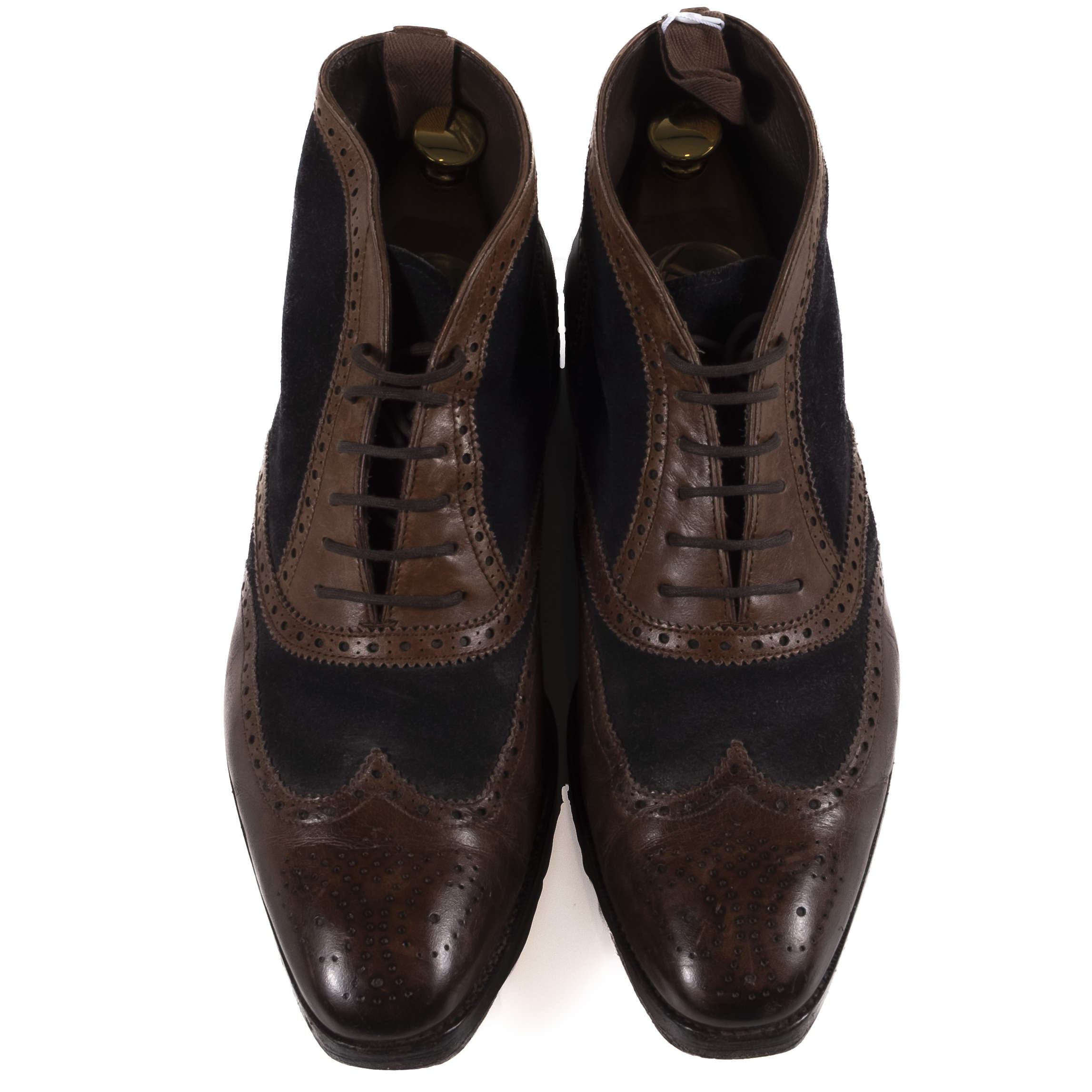 Carmina Navy and Brown Brogue Balmoral Boots