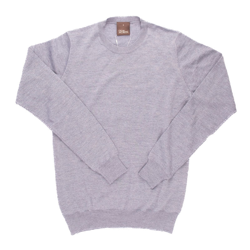 Oscar Jacobson Light Grey Merino Wool Crewneck