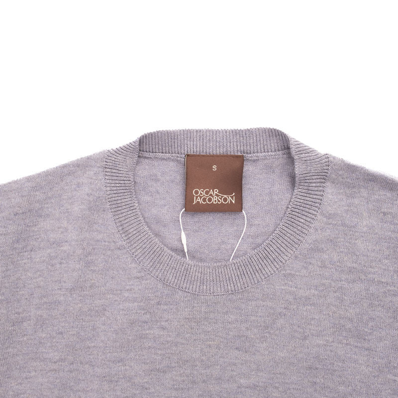 Oscar Jacobson Light Grey Merino Wool Crewneck