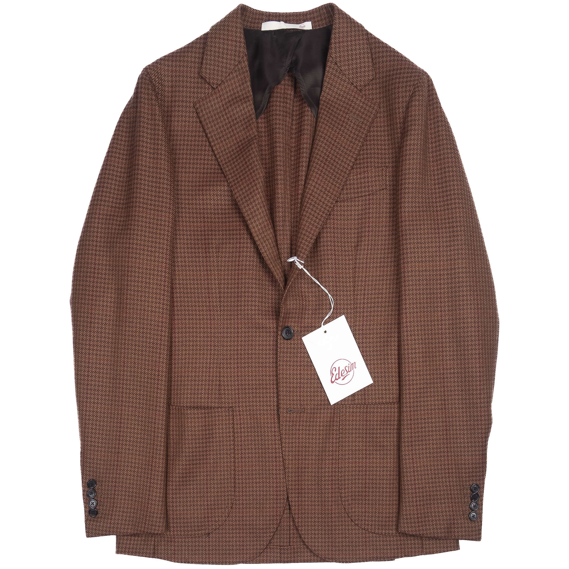 Neapolitan Hand Tailored Brown Houndstooth Lafayette Saltiel Drapiers Wool Sport Coat Sz 48