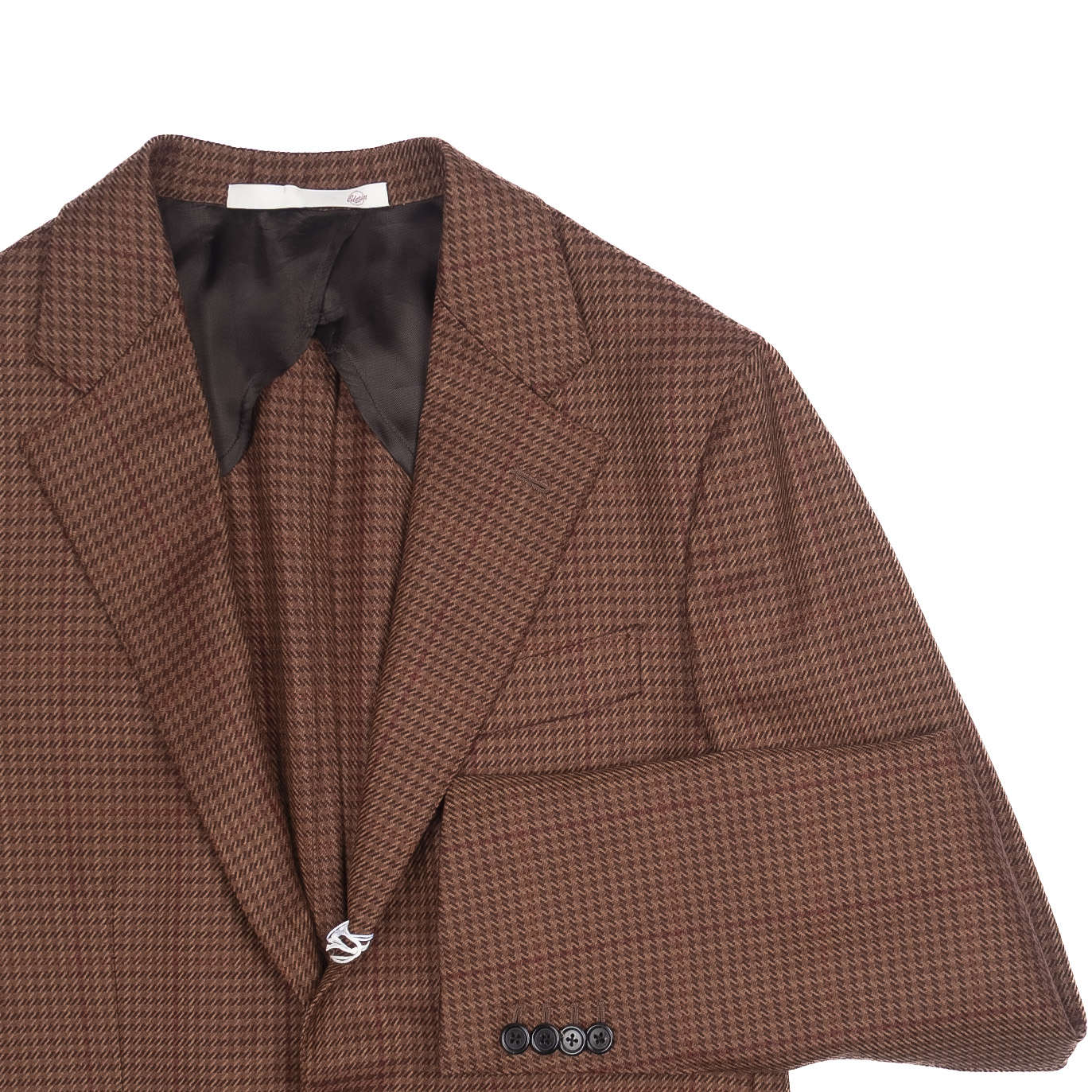 Neapolitan Hand Tailored Brown Houndstooth Lafayette Saltiel Drapiers Wool Sport Coat Sz 48