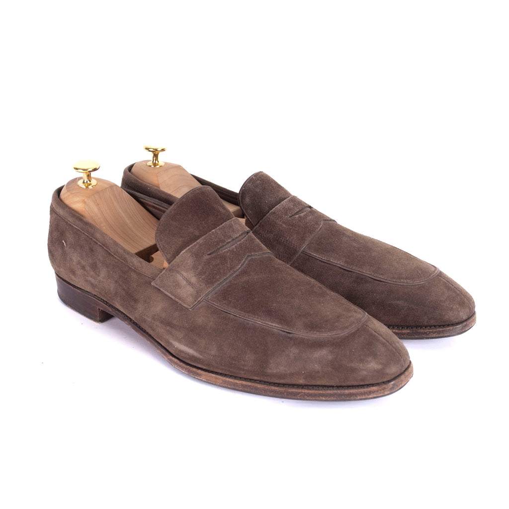 Brown Suede Penny Loafers
