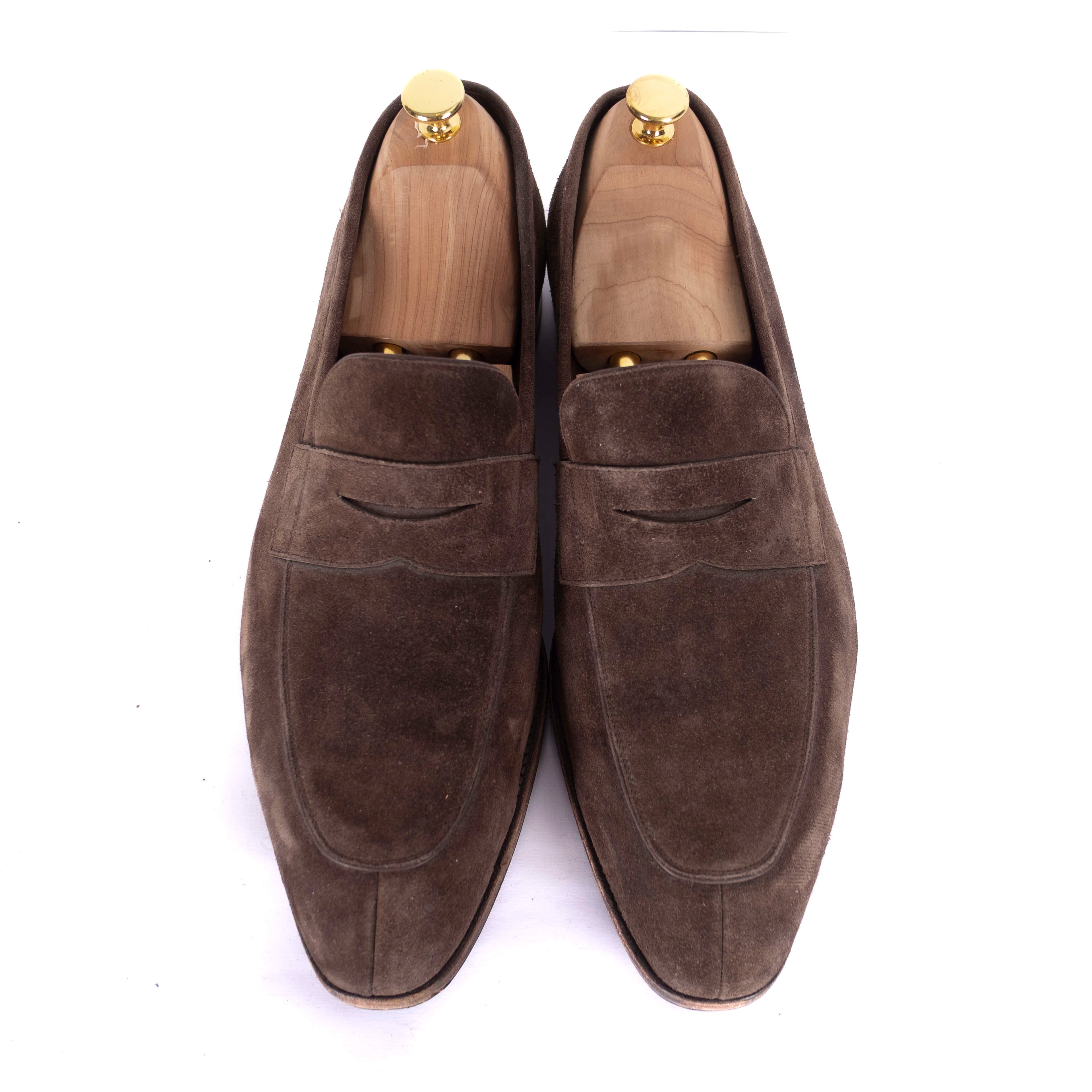 Brown Suede Penny Loafers