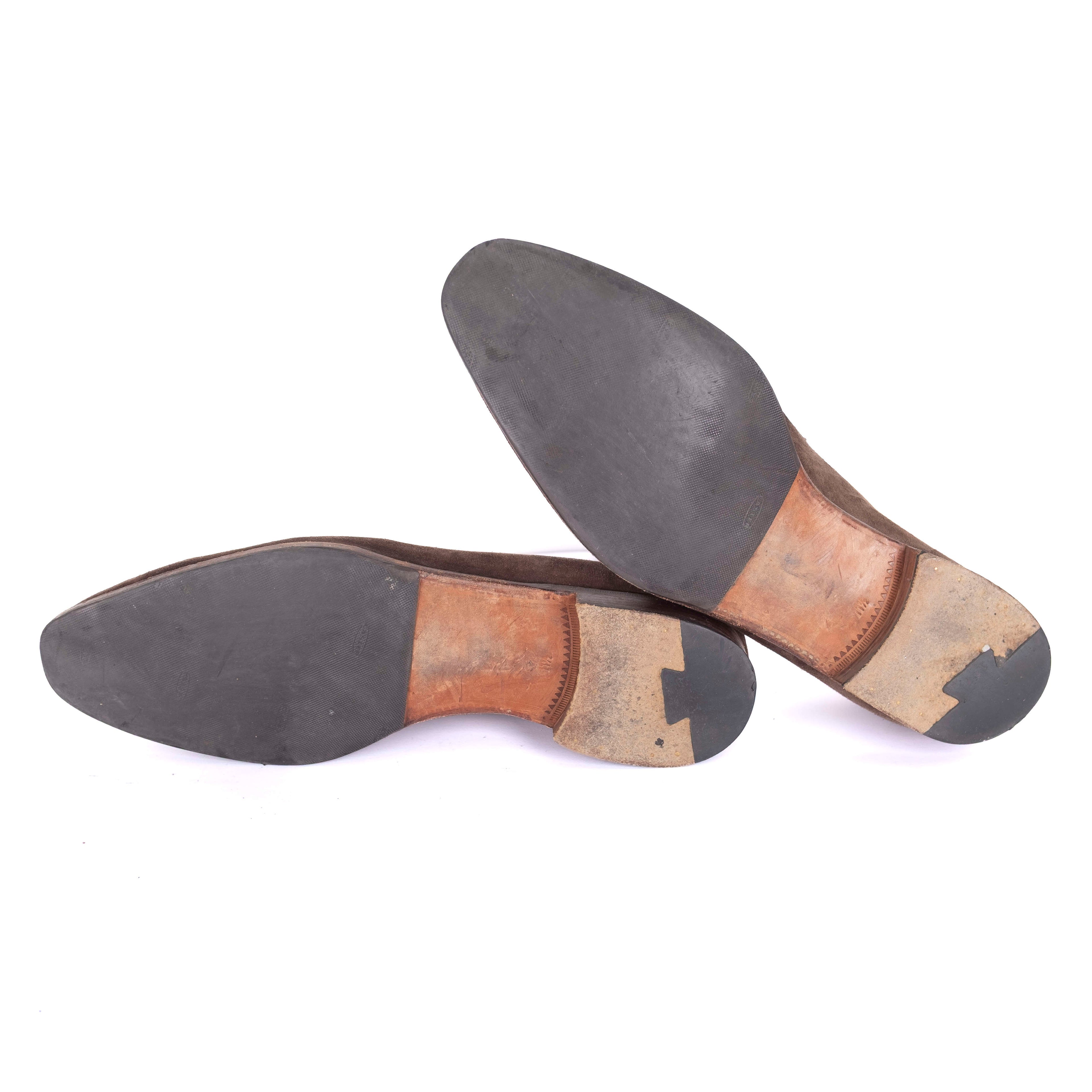Brown Suede Penny Loafers