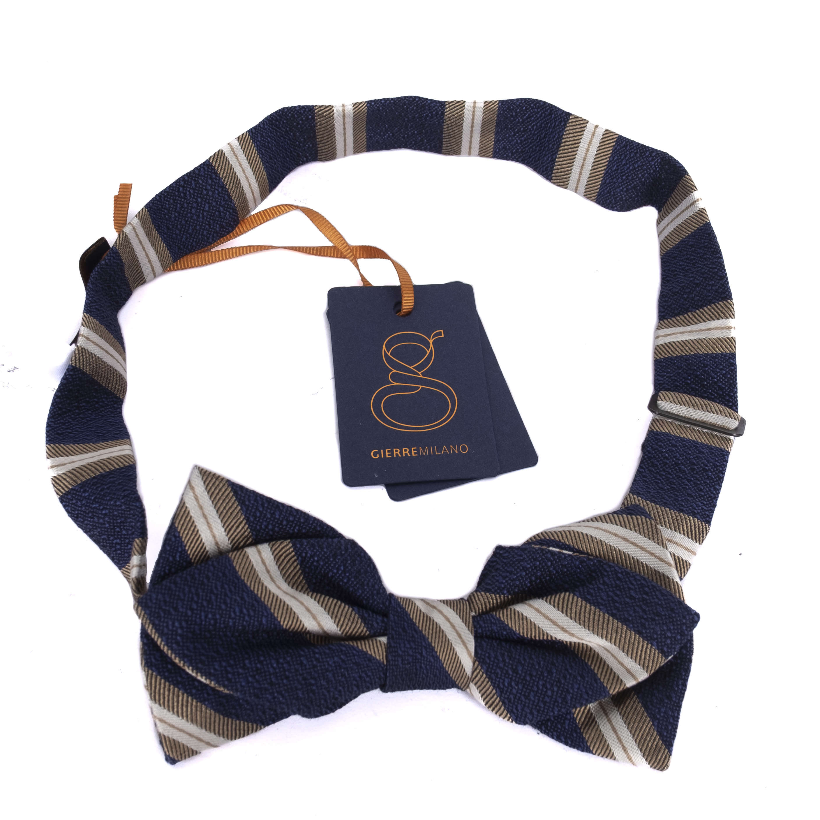 Navy Striped Bow Tie