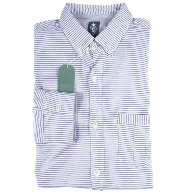 Eleventy Striped Buttondown Cotton Shirt