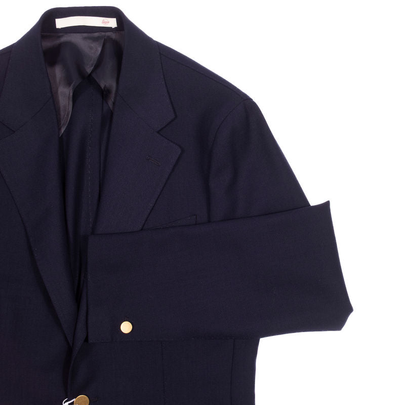 Neapolitan Hand Tailored Drapers Hight Twist Wool Navy Club Blazer 50