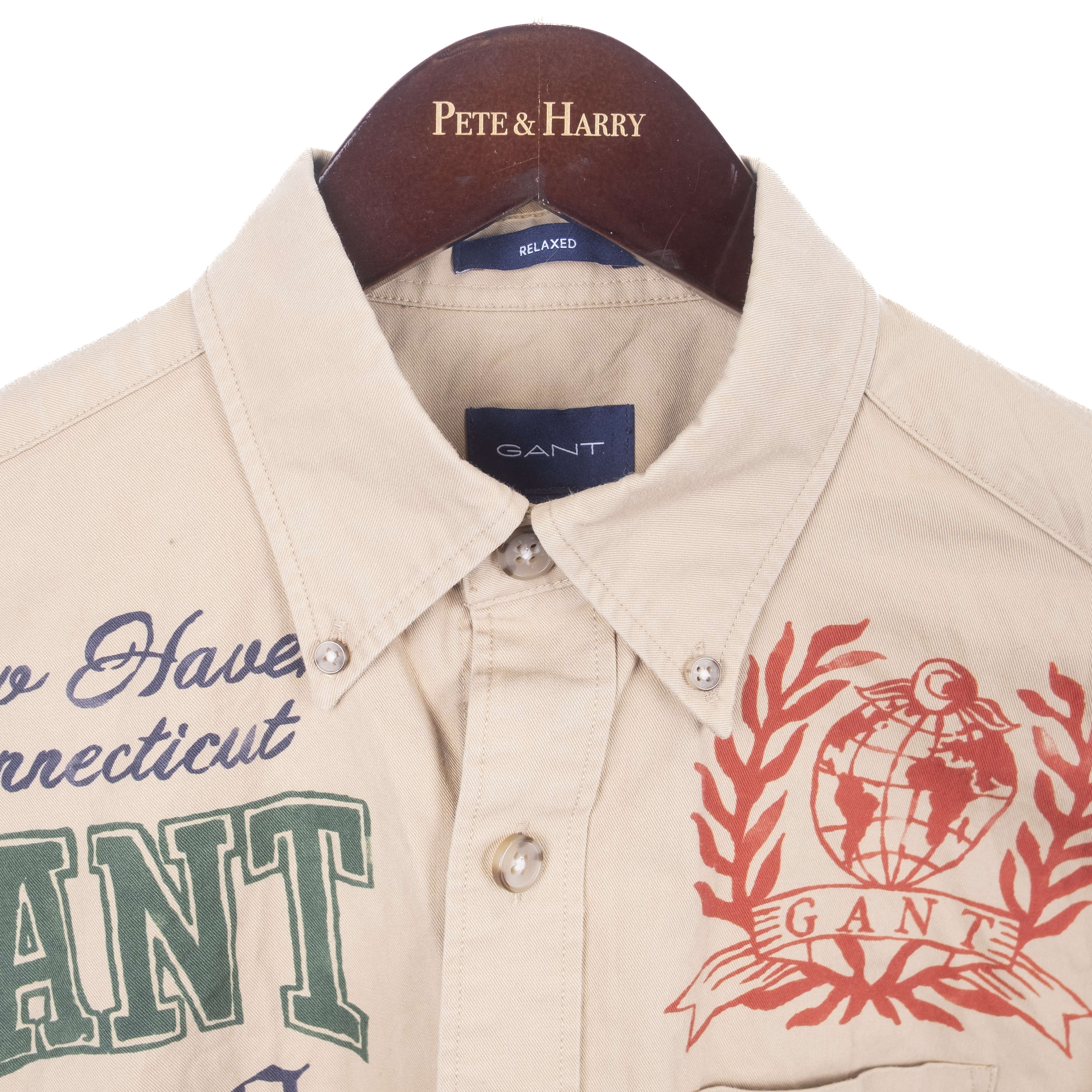 Beige Printed Buttondown Shir