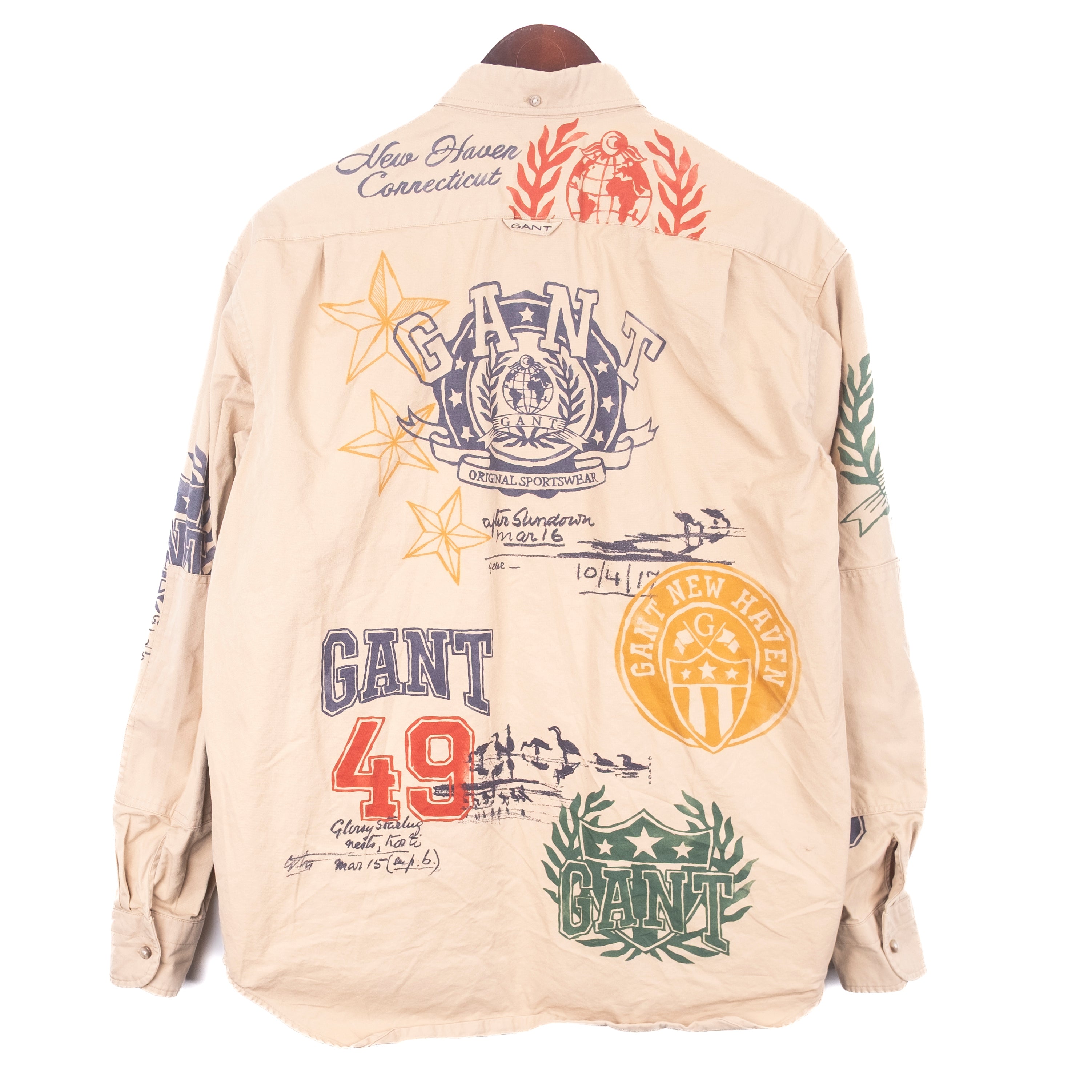 Beige Printed Buttondown Shir