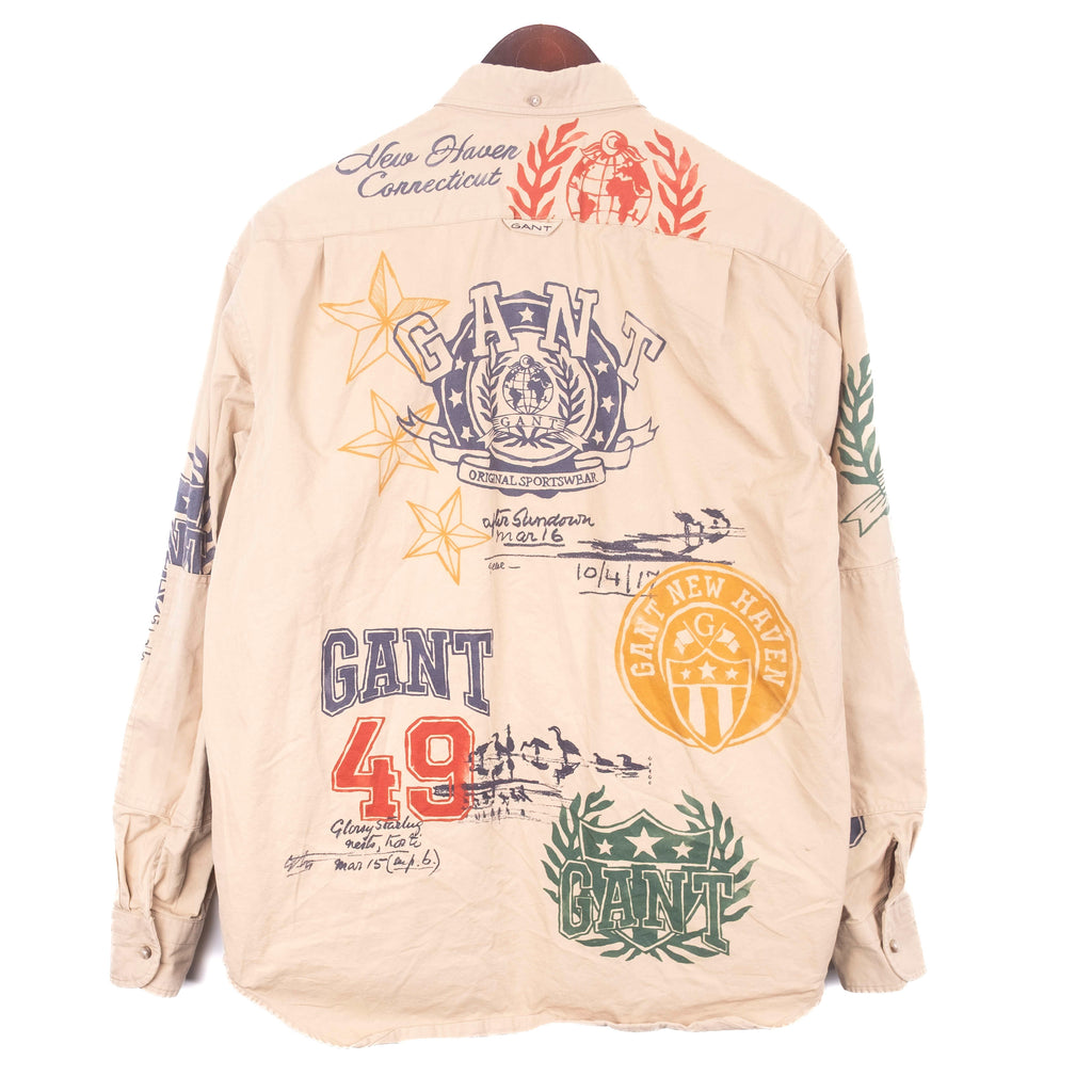 Beige Printed Buttondown Shir