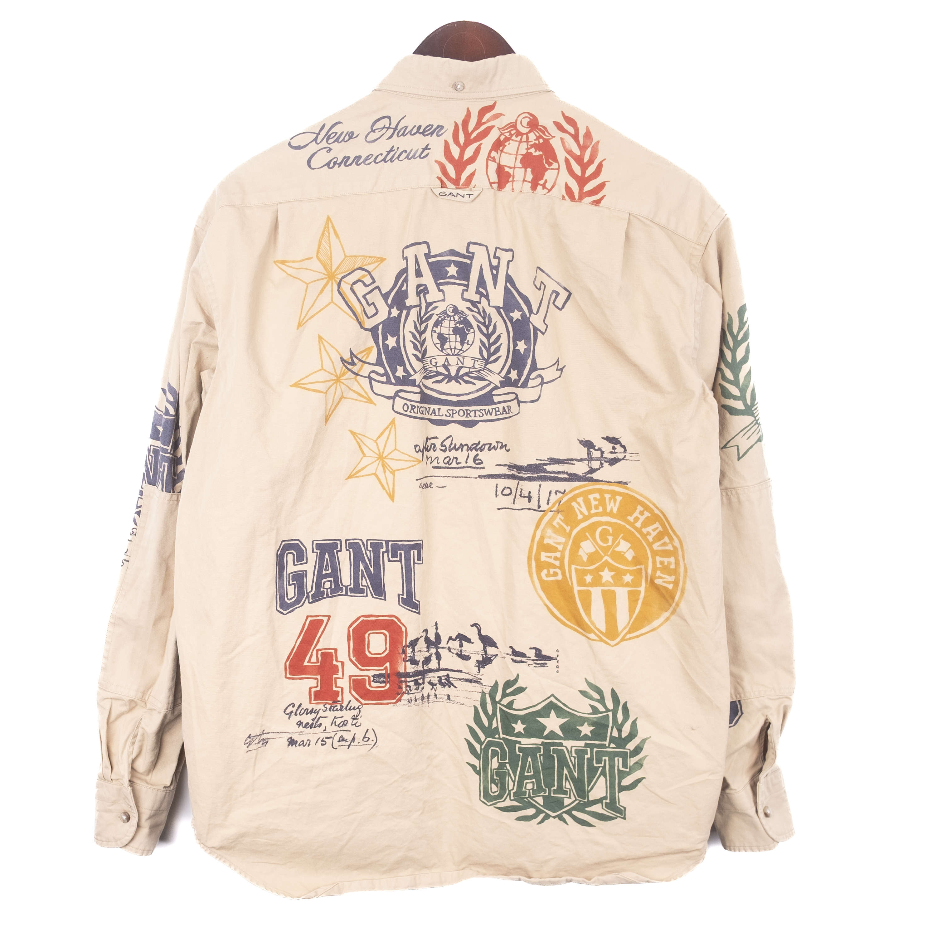 Beige Printed Buttondown Shir