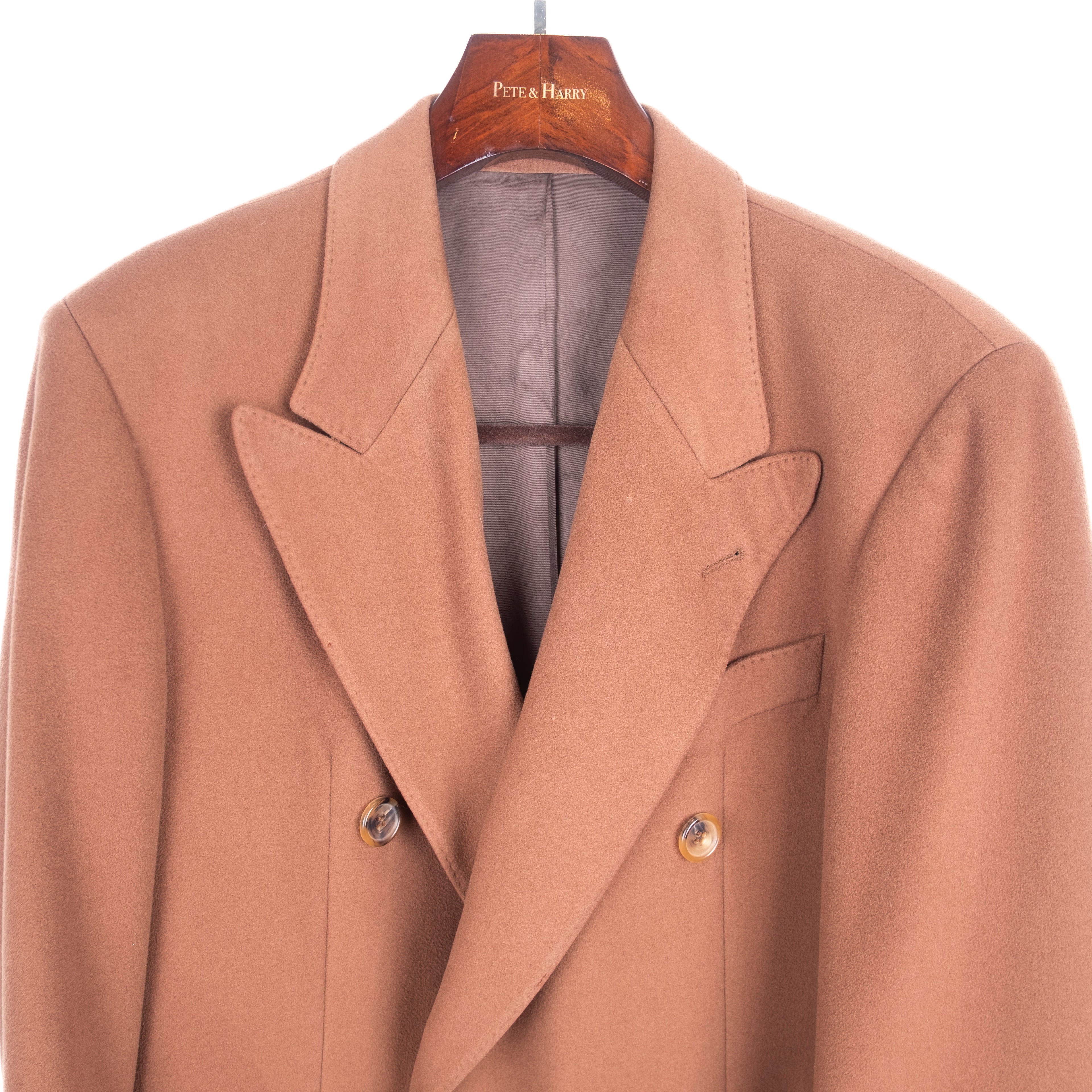 Camel Coloured Double Breasted Cashmere/Wool Coat