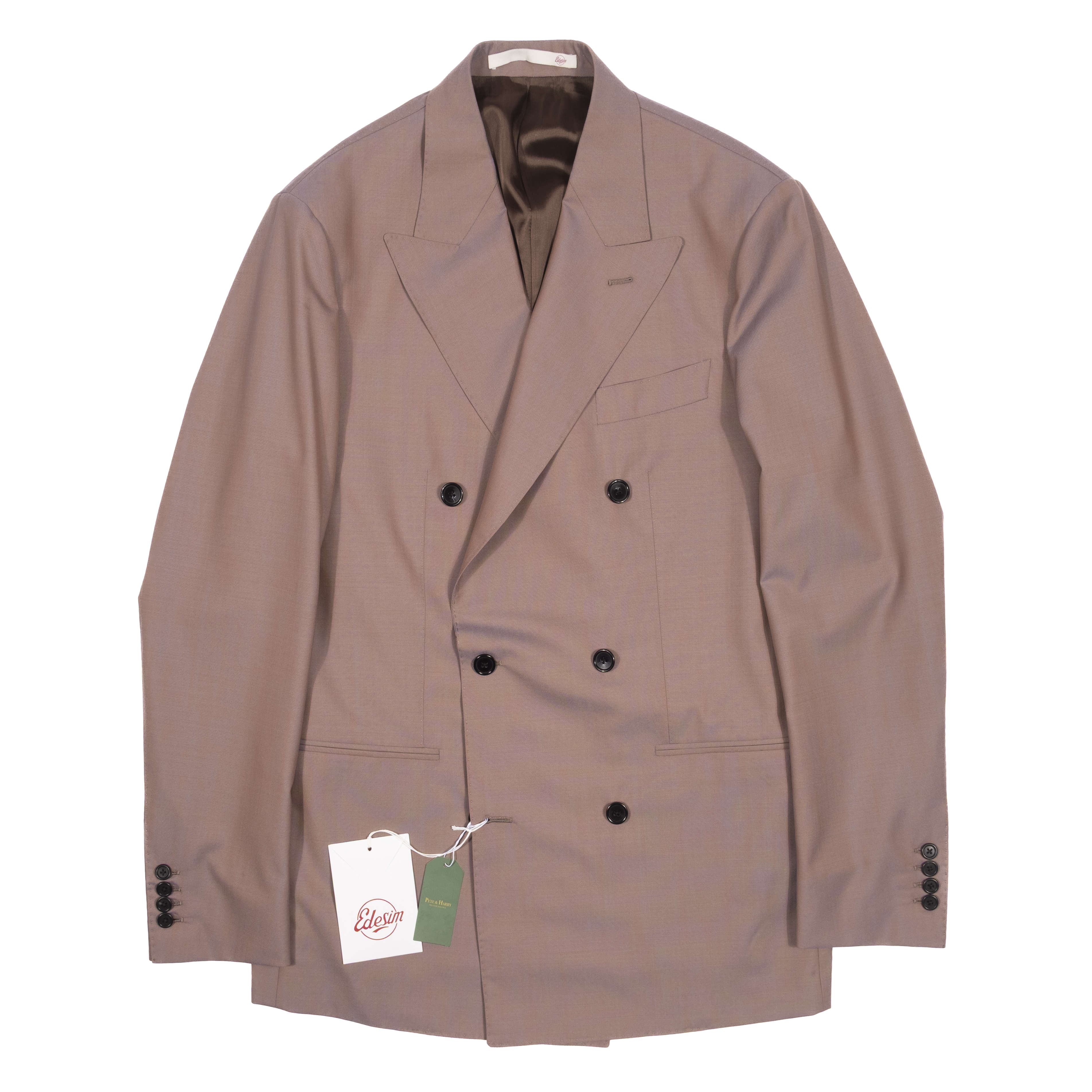 Neapolitan Hand Tailored Light Plum Double Breasted Business Suit Sz 50