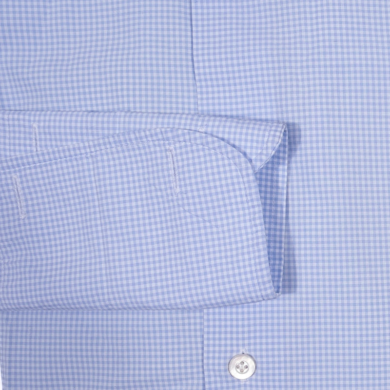 Suit Supply Light Blue Gingham Check French Cuff Shirt
