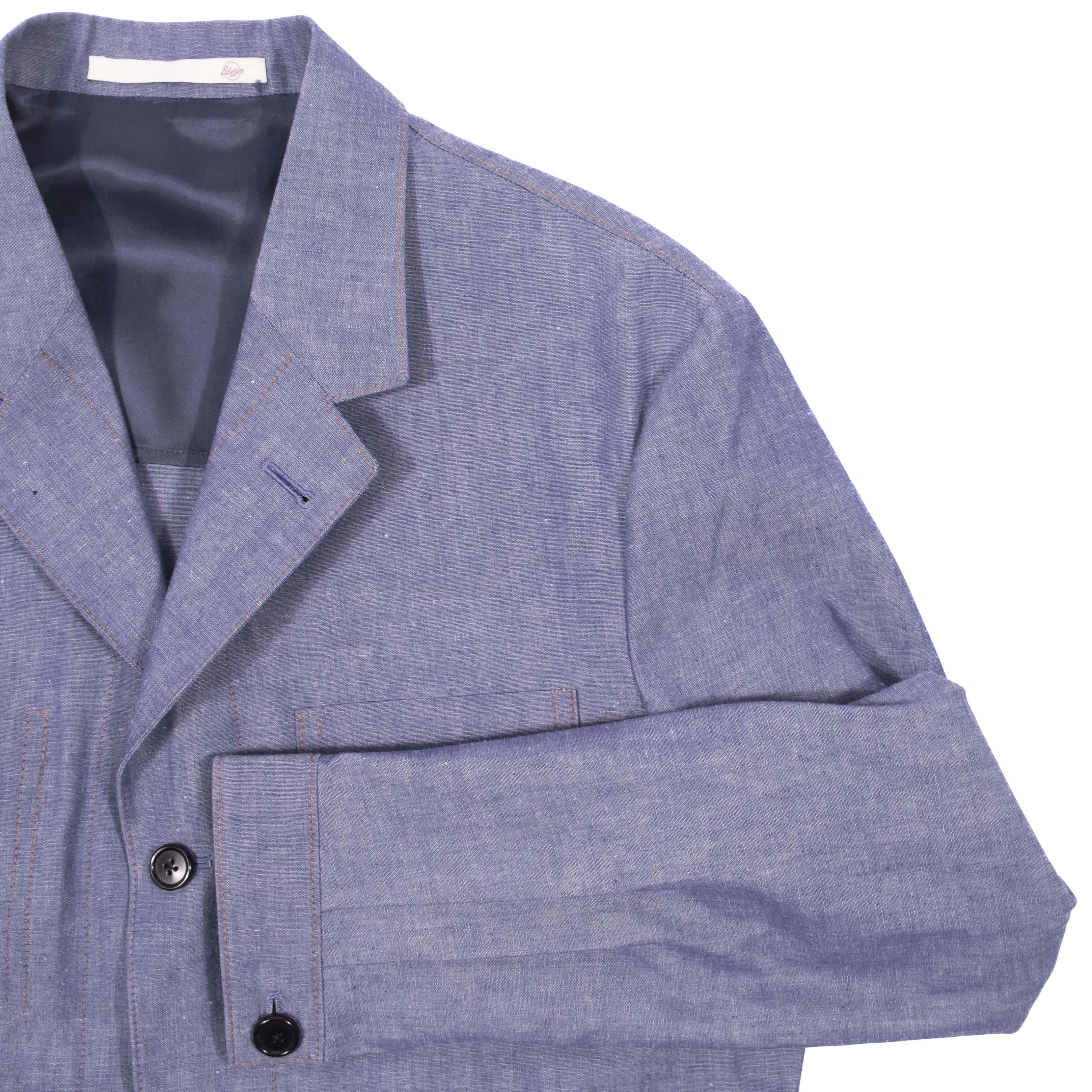 Neapolitan Hand Tailored Japanese Chambray Utility Jacket Sz 48