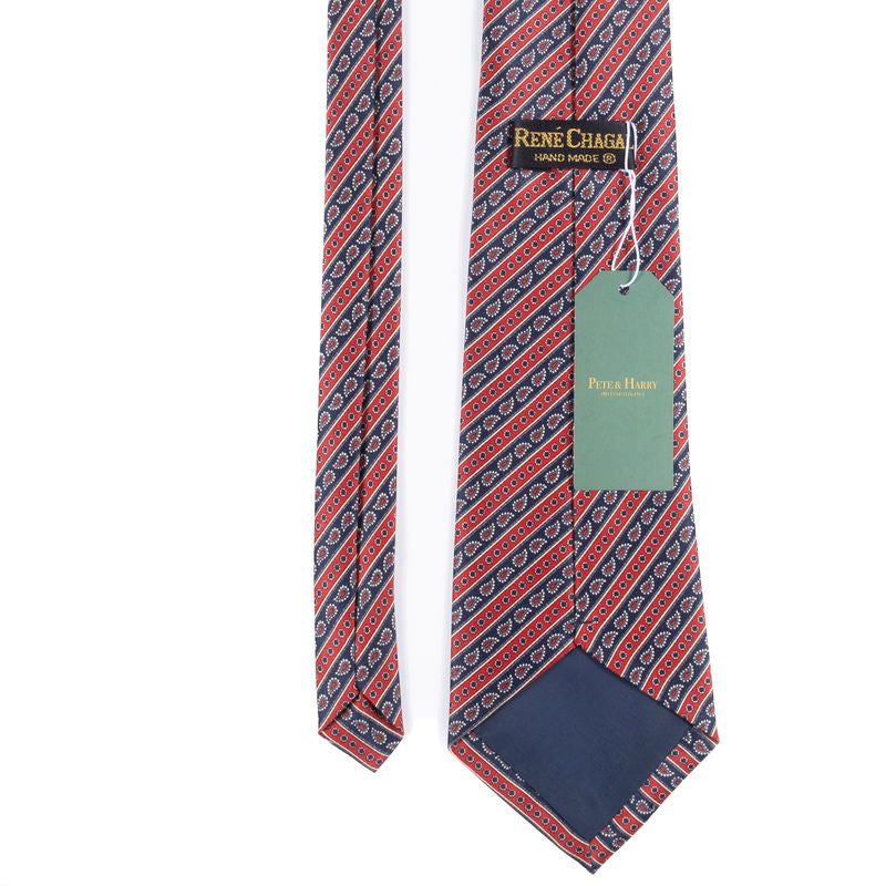 René Chagal Red and Blue Striped Tie