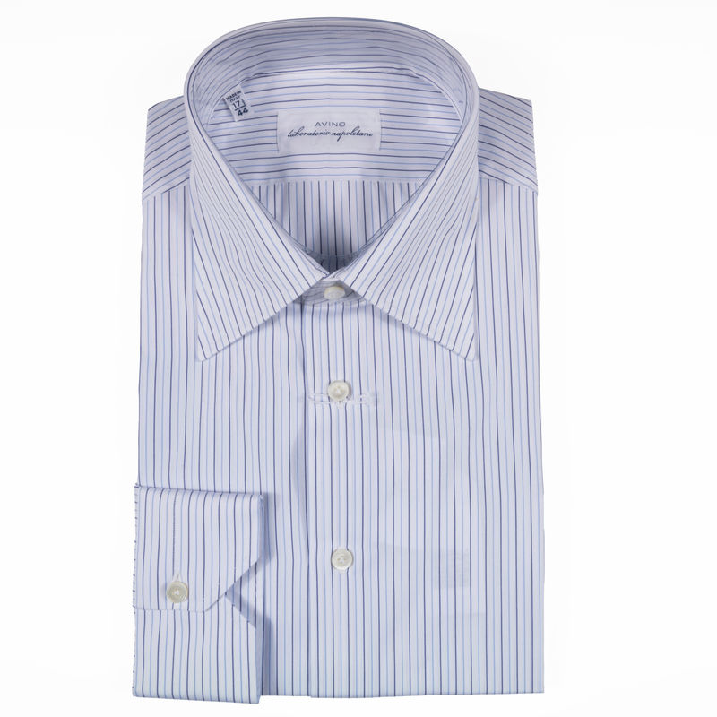 White with Blue Stripes Business Shirt 39