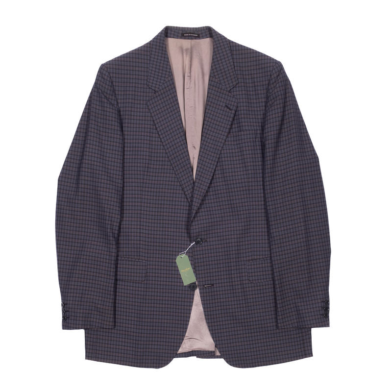 Oscar Jacobson Blue and Brown Check Sport Coat