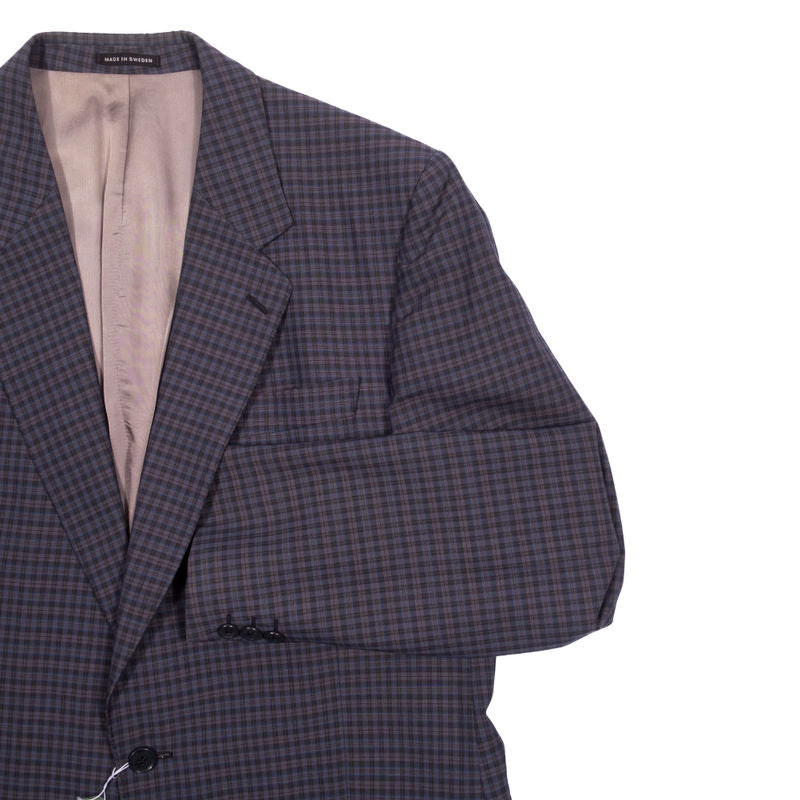 Oscar Jacobson Blue and Brown Check Sport Coat