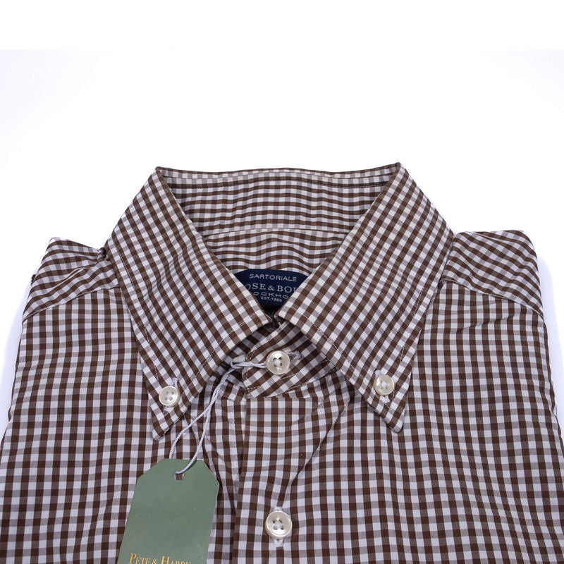 Rose & Born Brown and White Gingham Buttondown Shirt