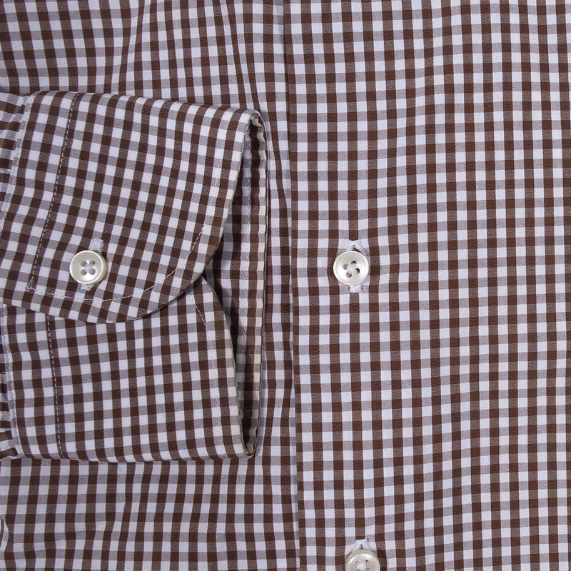 Rose & Born Brown and White Gingham Buttondown Shirt
