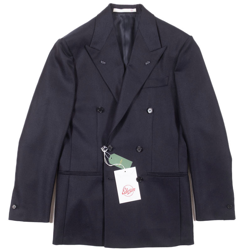 Neapolitan Hand Tailored Navy Double Breasted Cavalry Twill Sport Coat