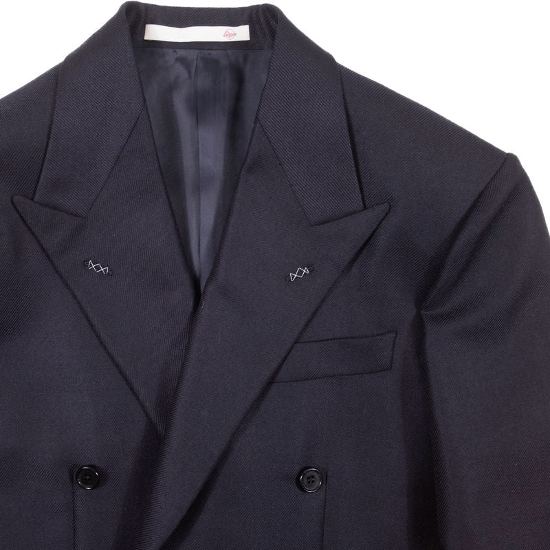 Neapolitan Hand Tailored Navy Double Breasted Cavalry Twill Sport Coat